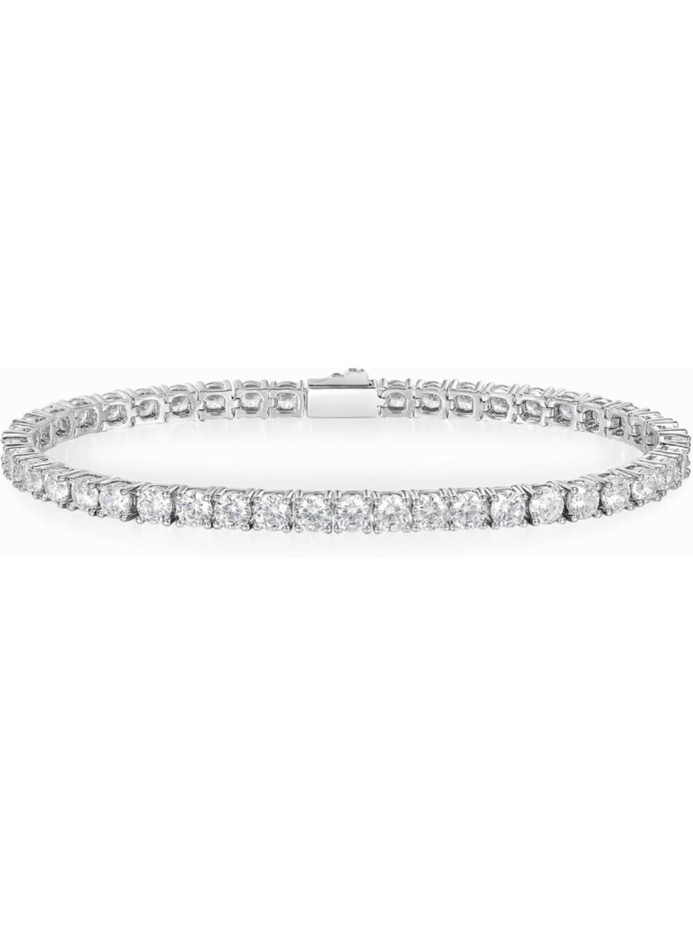 Iced Out Tennis Bracelet, 18k White Gold Plated, Cubic Zirconia, 3/4/5mm, Unisex